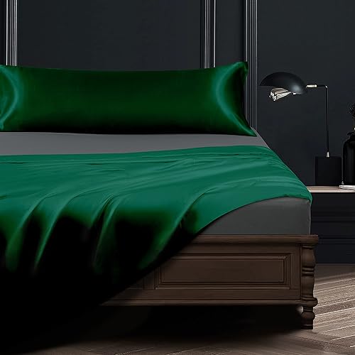 Vista 41 de BEDSUM Paquete de 2 fundas de almohada de satén de seda King para cabello y piel, suaves y lujosas, fundas de almohada con cierre de sobre, 20 x 36