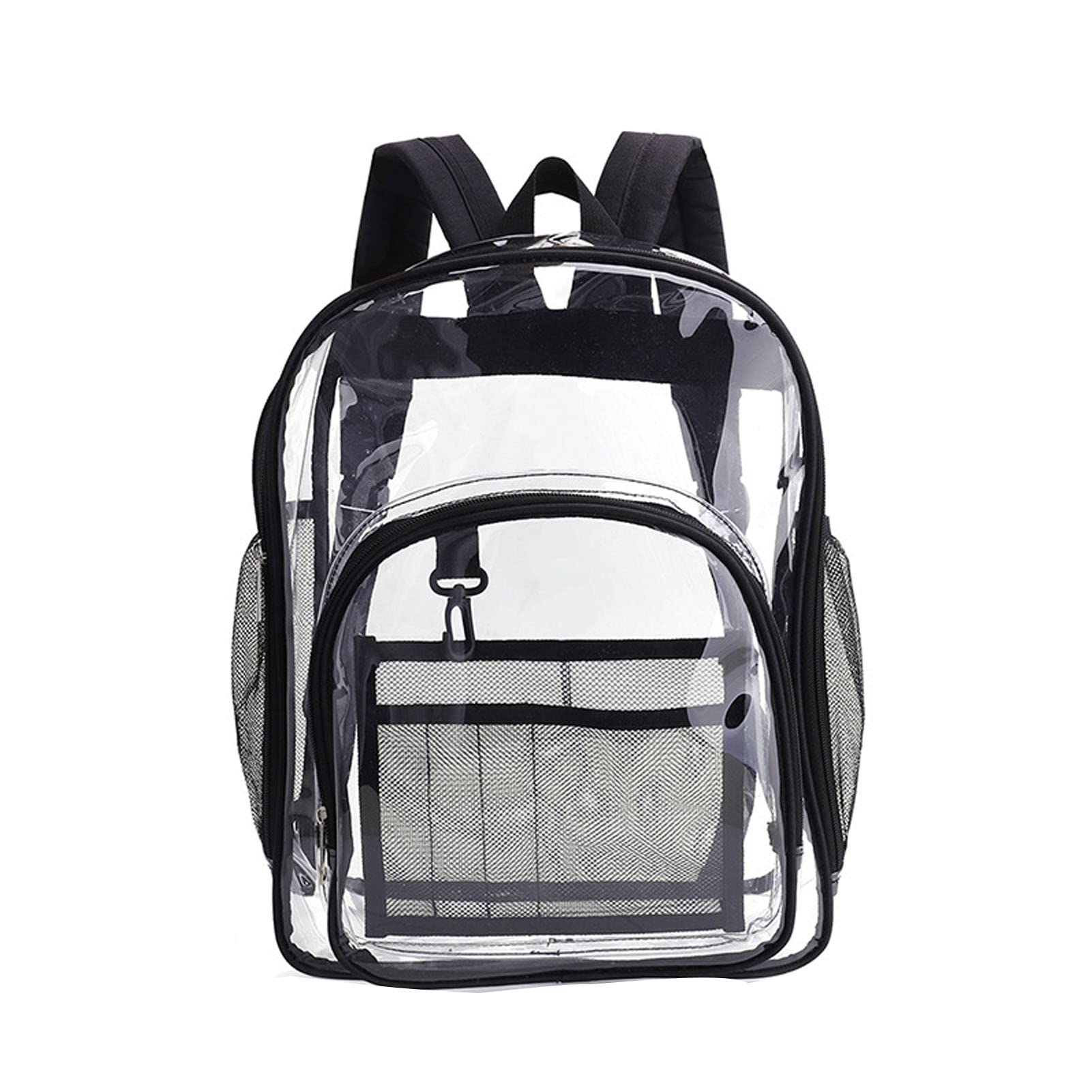 Zaino Trasparente, Zaino Trasparente con Cinghie Rinforzate e Tasca Frontale per Accessori, PVC Trasparente Impermeabile Grande Capacità per Concerti Scolastici Eventi Sportivi Festival Viaggi di Lavo