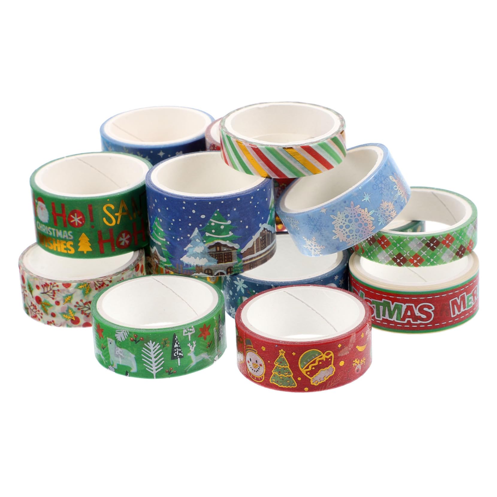 Operitacx 4 Set Nastro Washi Natalizio Con Stampa A Caldo Adesivi Decorativi Fai Da Te 16 Pezzi 3 M/Rotolo Nastro Per Abbellimenti Di Scrapbooking Etichette A Pois Adesivi 16 * 4