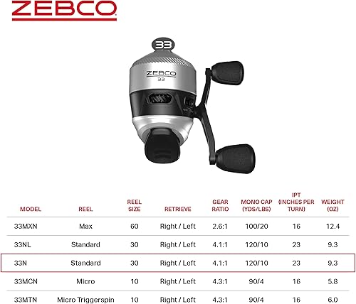 Miniatura 17 de Zebco 33 Carrete de pesca Spincast, recuperación intercambiable a mano derecha o izquierda, alerta de mordida integrada, engranajes totalmente