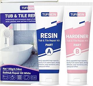 TUFINEIN Shower Tray Repair Kits 140 g, Bath Repair Kit White for Acrylic, Ceramic, Enamel, Fibreglass, Porcelain Scratches, Holes Repair and Filler (Colour Match)