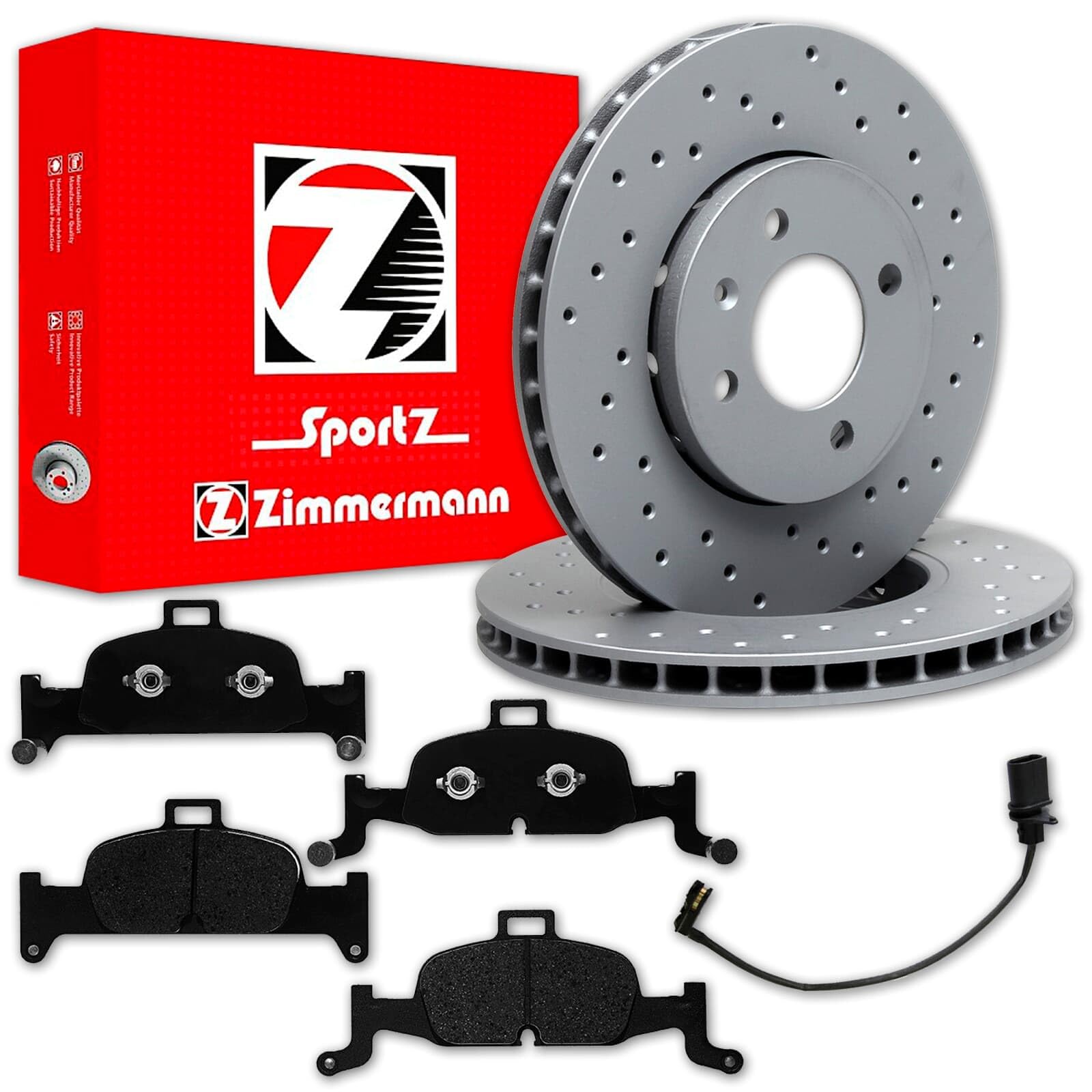 Zimmermann Sport Bremsscheiben 338mm + Beläge vorne | 100.3378.52 + 22402.160.1 + Wk für A4 B9 W8 + A5 F5