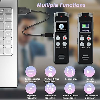 Digital Voice Recorder 64GB, Portable Voice Activated Recorder With Playback, Dictaphone Voice - View #5