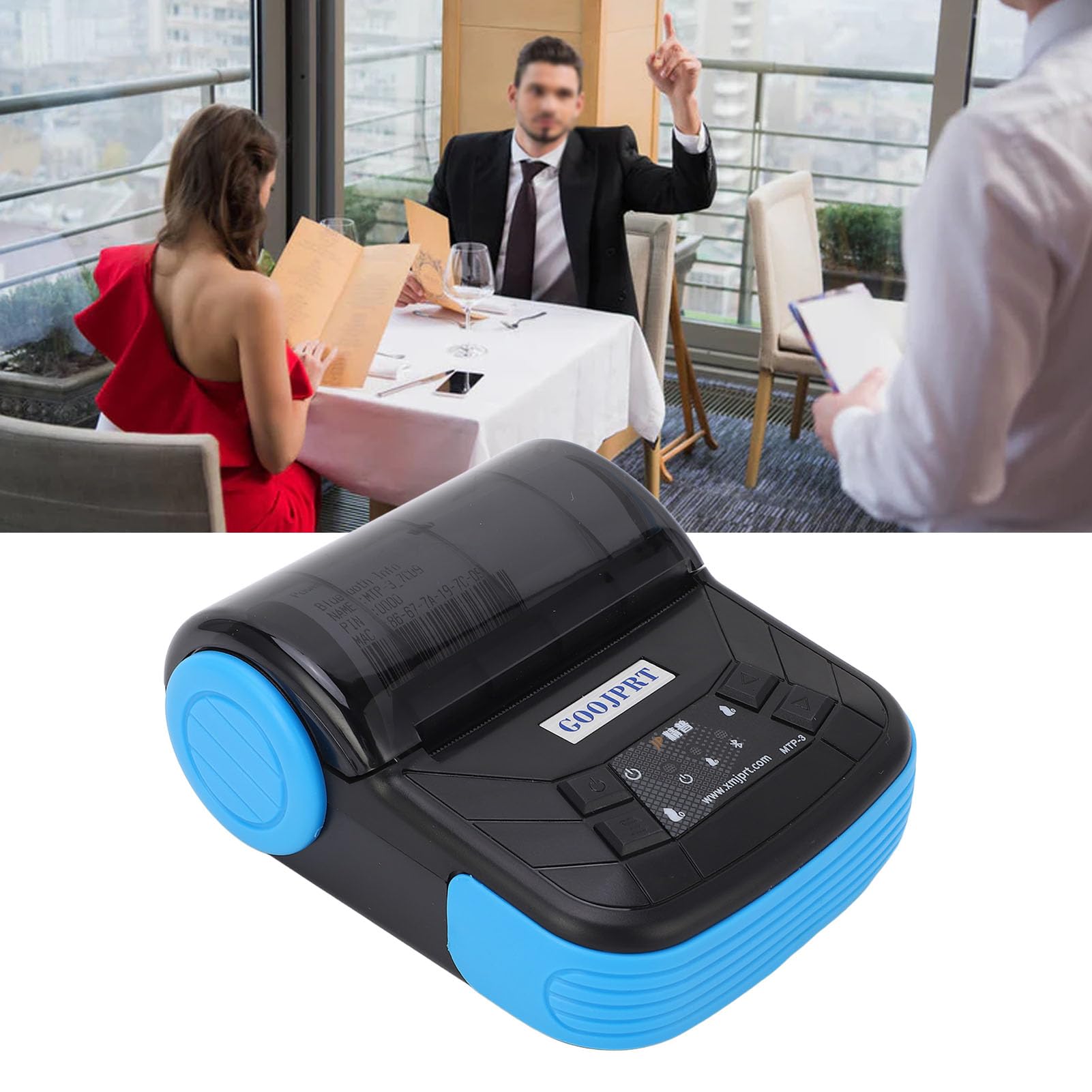 Impresora Térmica 80mm Bluetooth Impresión Inalámbrica Amplia Compatibilidad Impresora Portátil de Recibos de bajo Ruido para el Hogar Oficina Viajes de Negocios