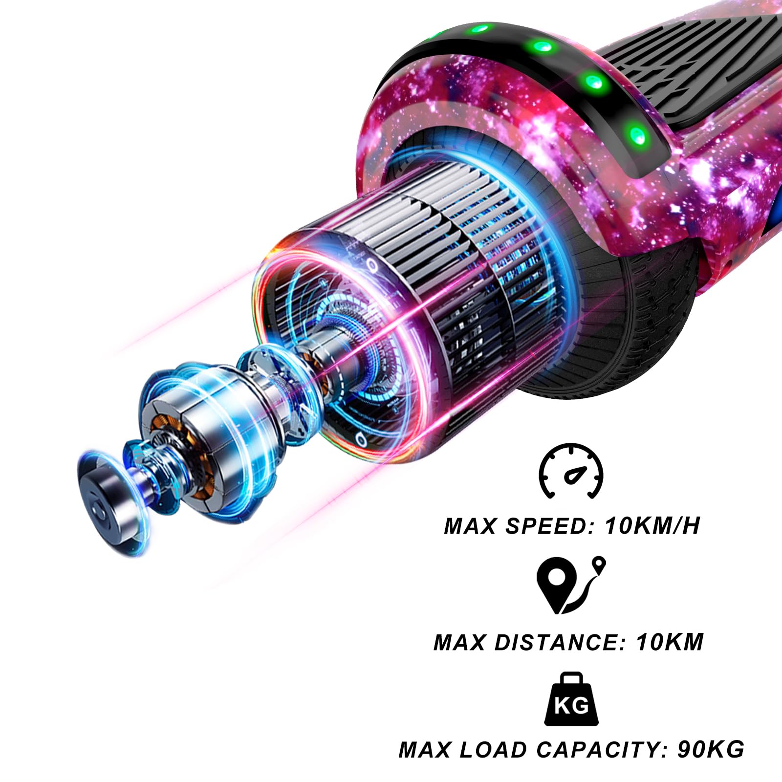 Hoverboard con asiento, tabla flotante autoequilibrada de 6,5" con altavoces Bluetooth y luces LED para niños y adultos