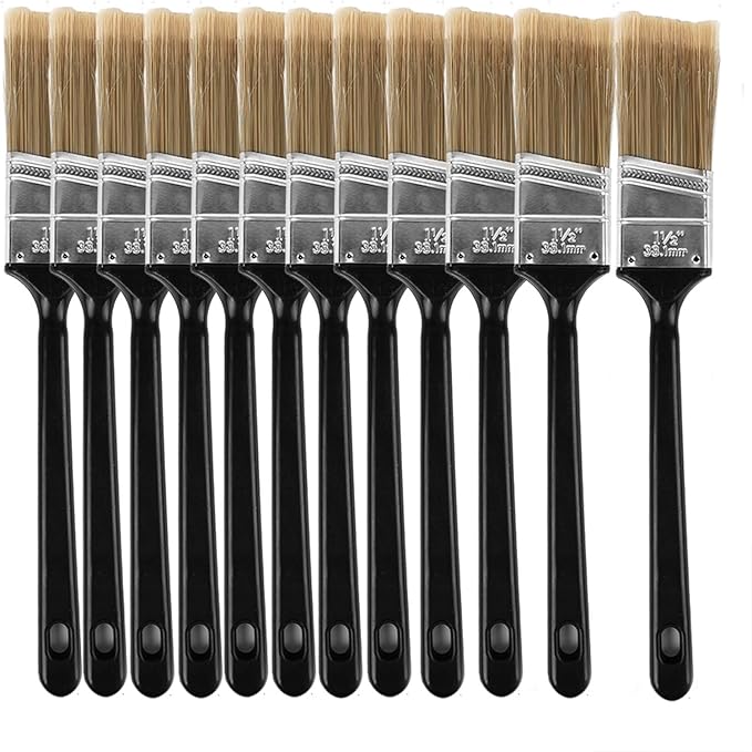 KINJOEK Angle Paint Brush 12 Packs 1.5 Inch, Home Wall Trim