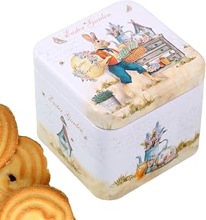Easter Rabbit Treat Holder - Small Easter Tin Box, Decorative Storage Case | Metal Tin Box For Cookie Candy Snack Home Bedroom Living Room Party Gathering Holiday Gift Container