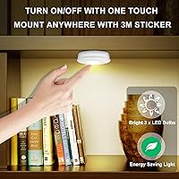 Vista 2 de LUXSWAY LED Puck Light, Ultra-Thin Touch Light, Battery Operated, Tap Lights, 60 Lumens, Stick on Lights, Under Cabinet Lighting, Ideal for Kitchen