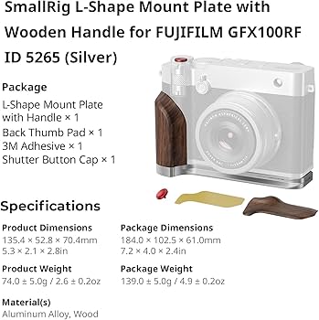Amazon.com : SmallRig Wooden Handgrip for FUJIFILM GFX100RF, L