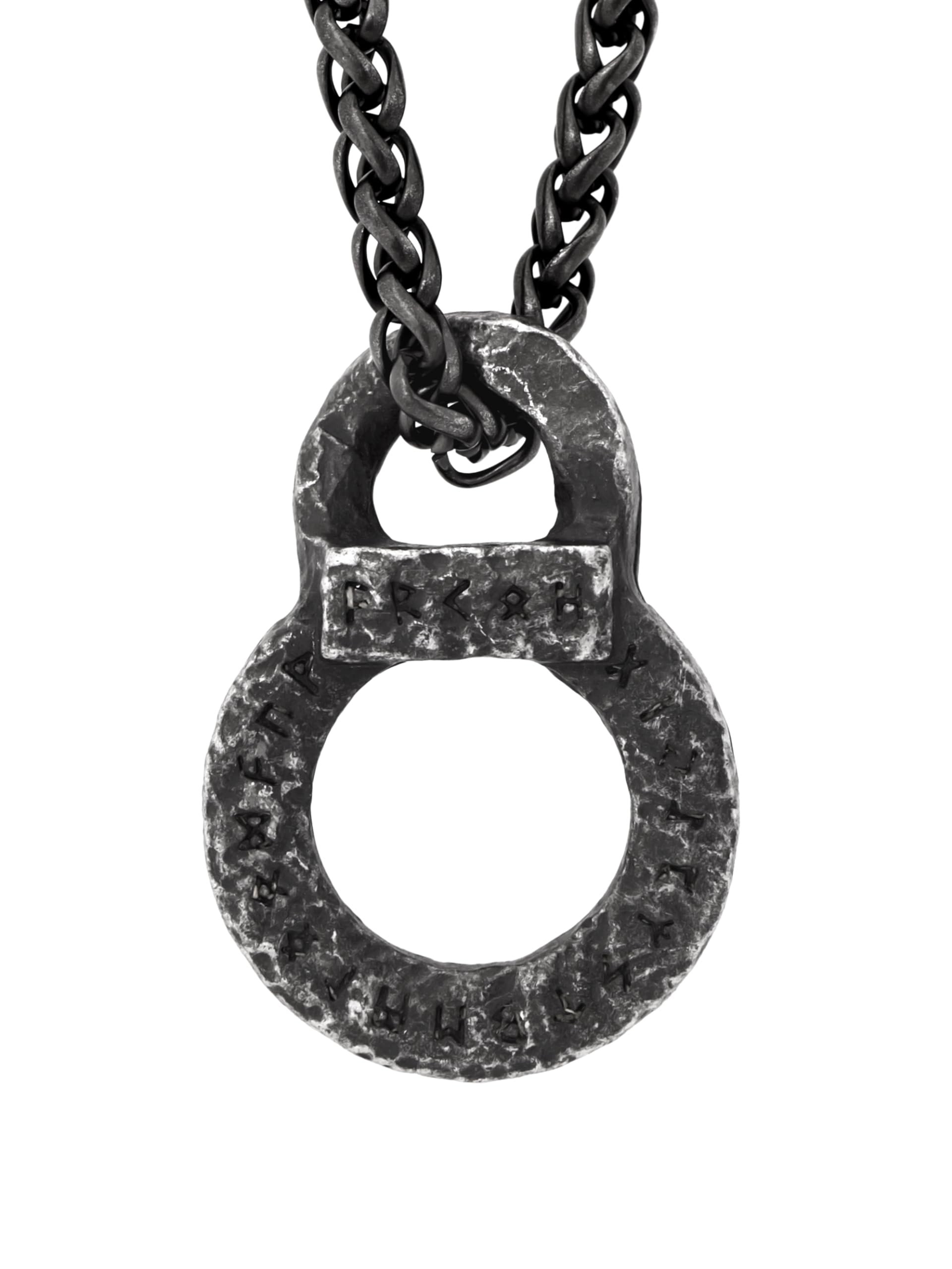 HAQUIL Runes Necklace, Viking Cicle of Runic Alphabet Elder Futhark Letter Pendant, Norse Jewelry Gift for Men