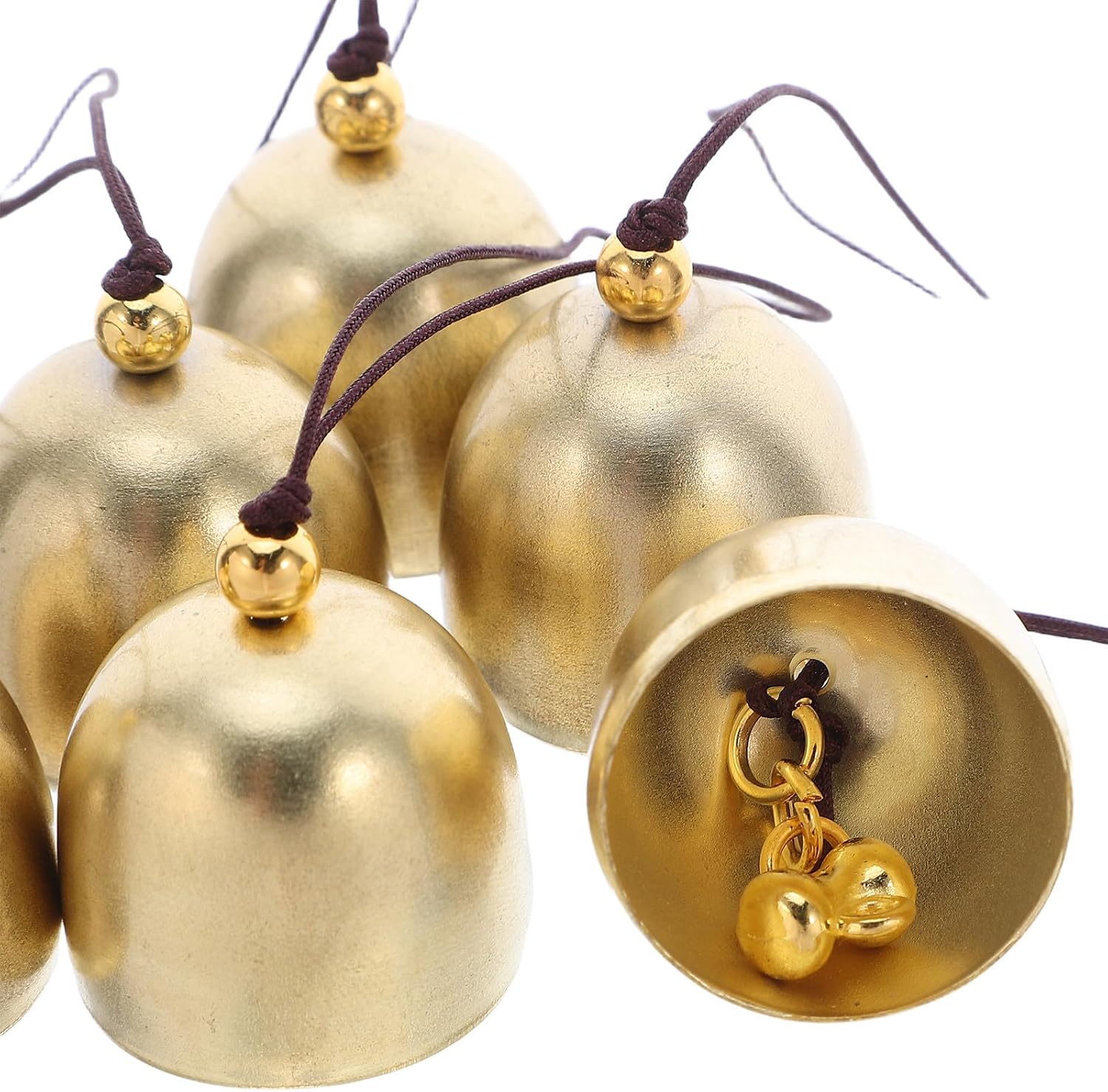 20pcs Mini Hanging Bells for Crafts and Window Decor Golden Alloy