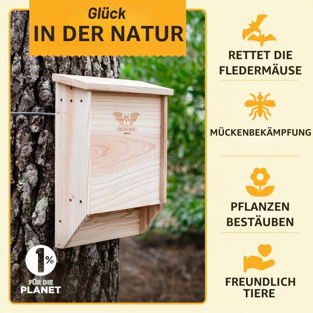 WildYard Fledermauskasten-Kit Groß - 2 Kammern, Zedernholz, bis 75