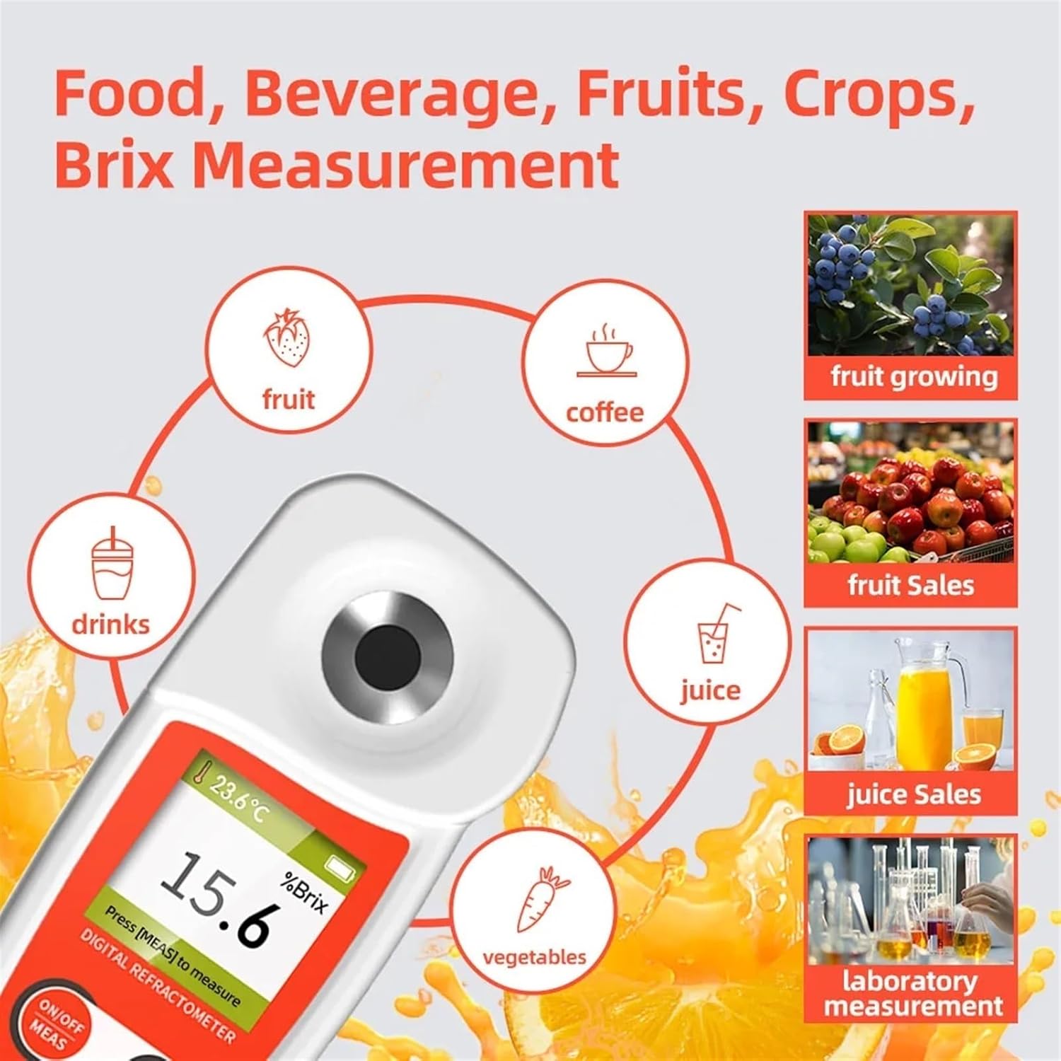 Refractometer, Digital Sugar Brix Refractometer 0-55%,±0.2% Precision with Temperature Compensation to Measure Brix in Fruit Drinks,for Honey,ph Refractometer