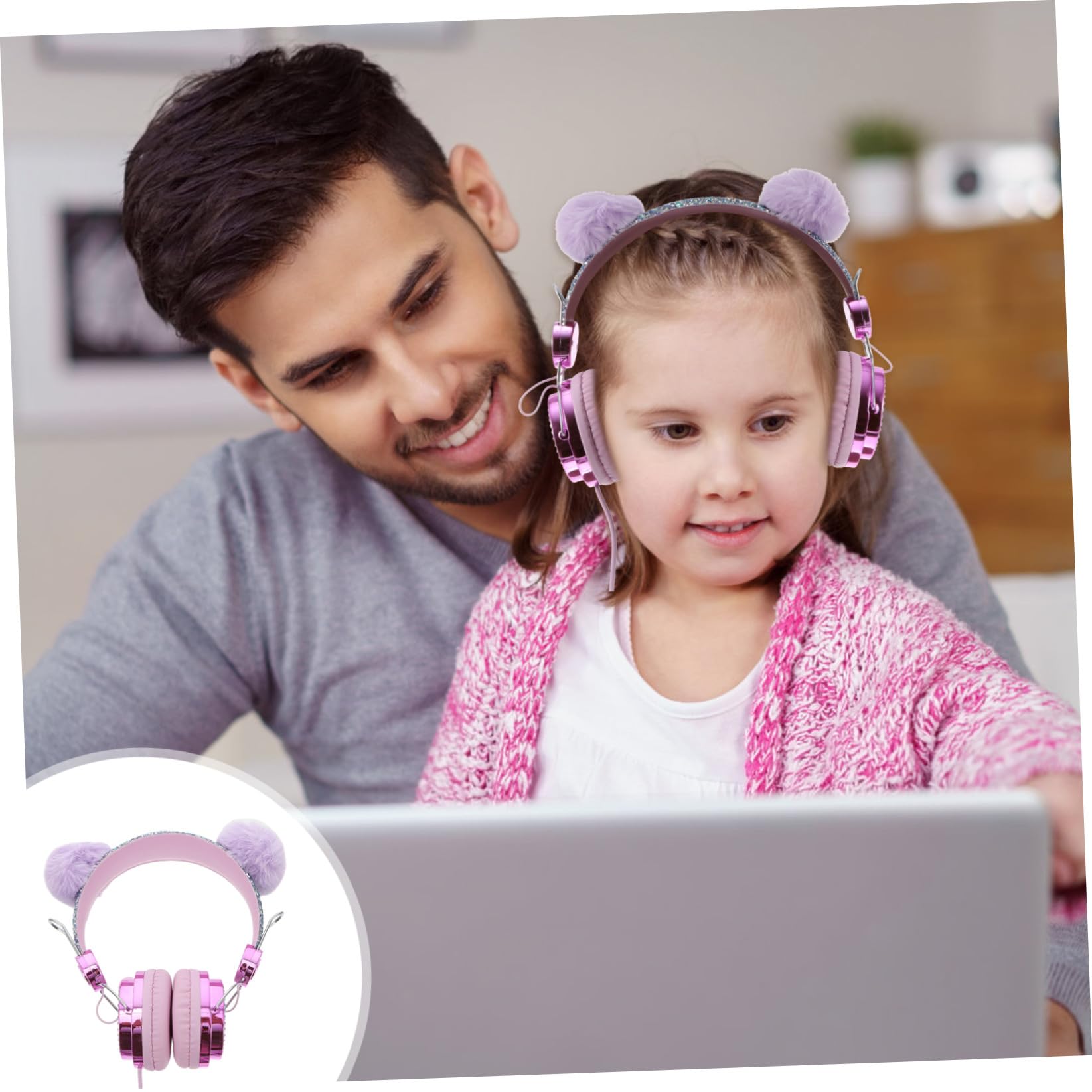 Mikikit 2 Pz Cuffie Cuffia Da Gioco Stereo Cuffia Con Orecchie Di Gatto Auricolare Per Ragazze Per Bambini Cablata Con Microfono Sopra L'auricolare Addominali Ragazza Bambino