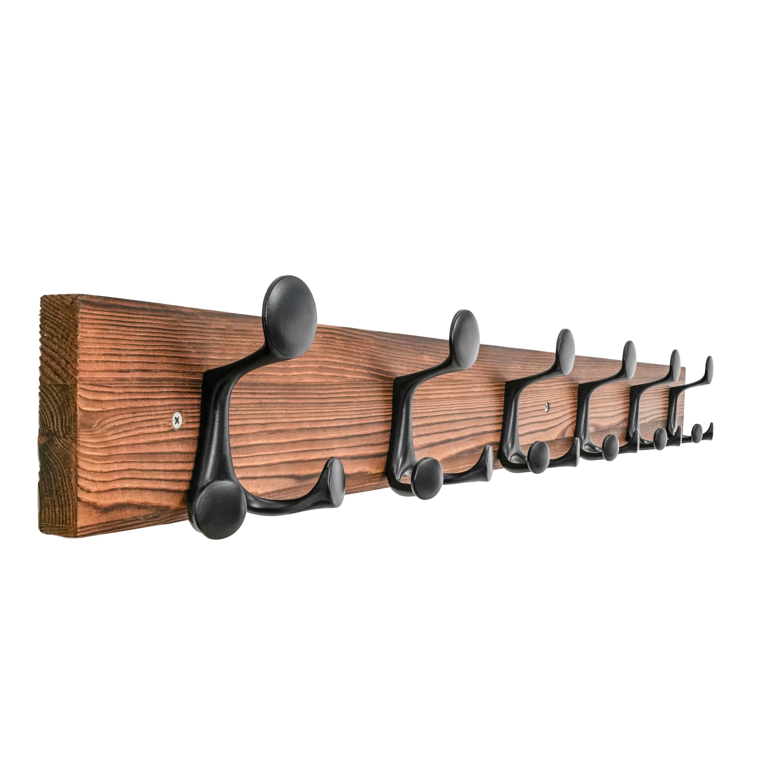HONSKY Coat Rack Wall Mounted 91cm Rustic Pine Base Black 18 Hooks