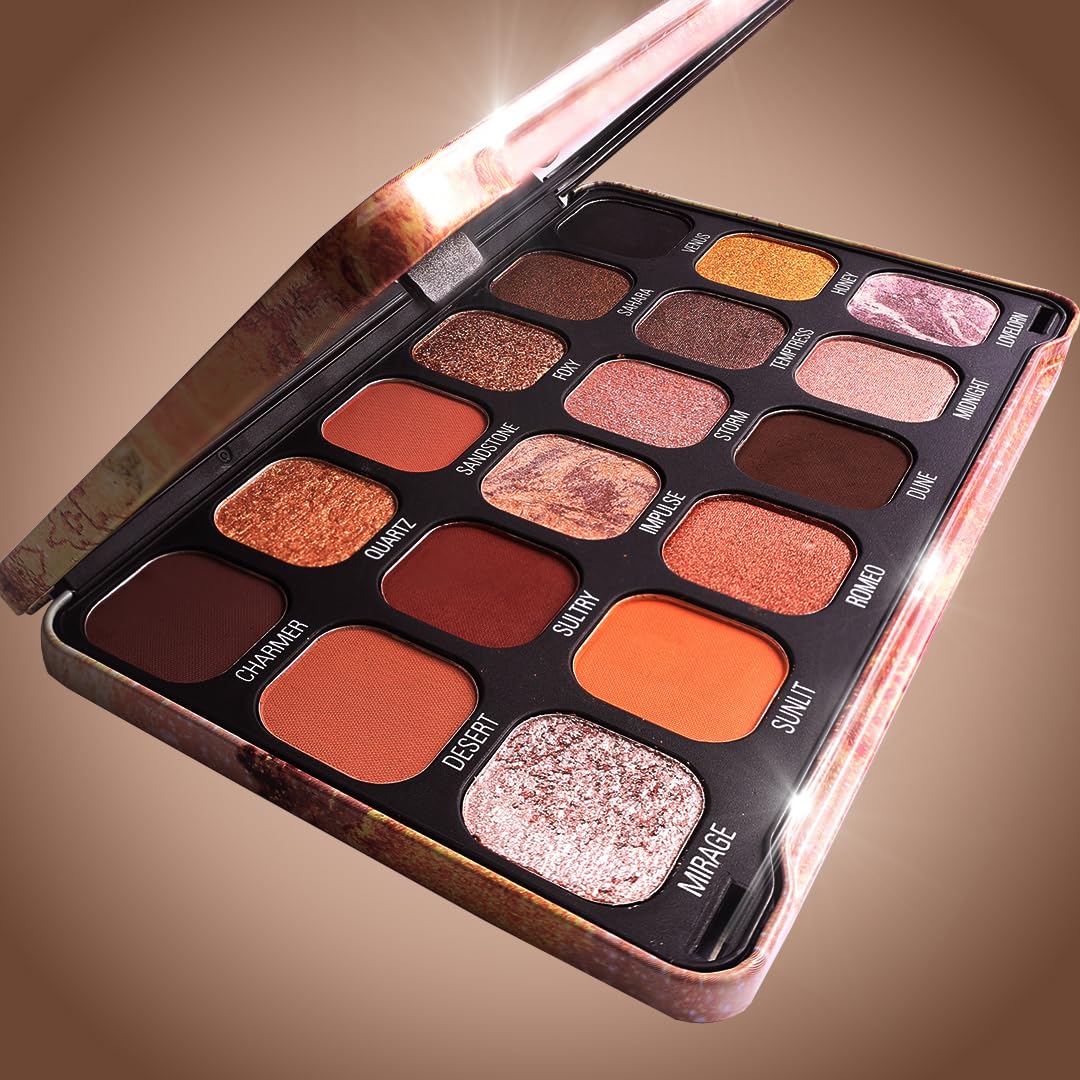 Revolution Beauty Forever Flawless paleta cieni do powiek, 18 pigmentowanych matowych i błyszczących kolorów, wegańskie i nieokrutne, brązowe