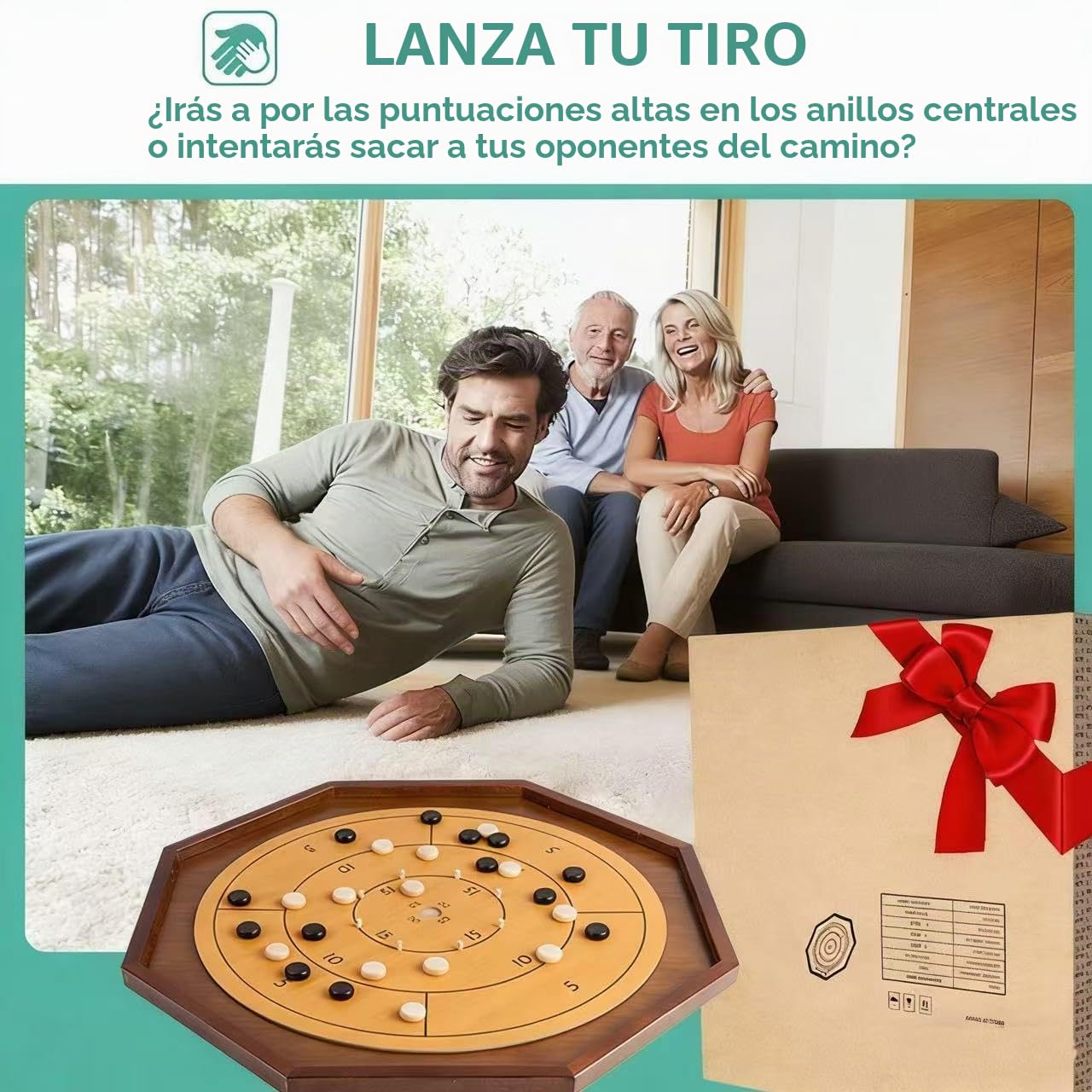 Torneo Crokinole and Checkers, juego de mesa oficial de crokinole de 76 cm con superficie de juego de 26 pulgadas, juego de mesa de la herencia canadiense para dos jugadores, juegos de destreza