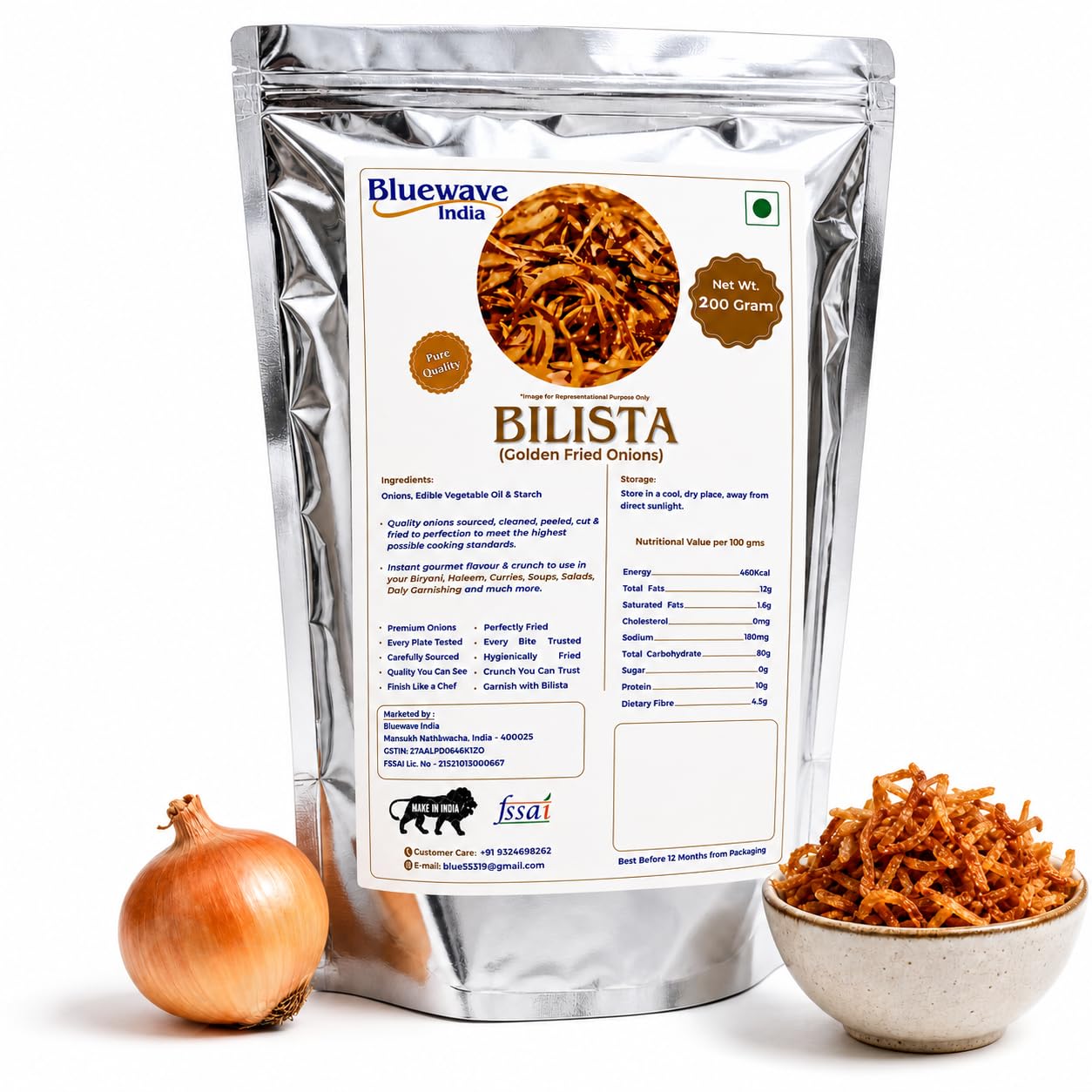 Bluewave India Crispy Fried Onions | Birista for Biryani, Restaurant-Style Barista Onion Garnish, Dehydrated Pyaz Flakes, No Preservative-picture-35