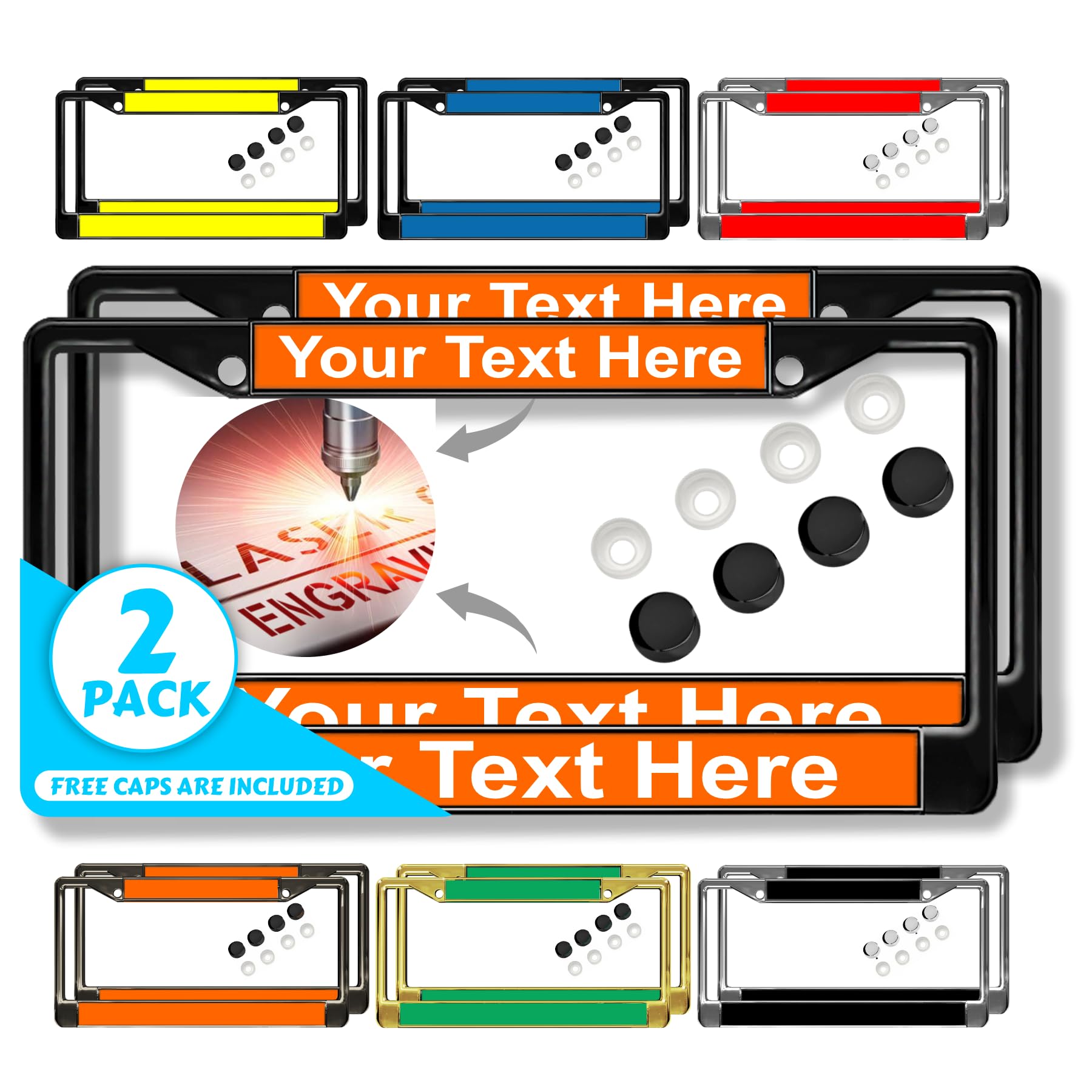 Custom Personalized Metal Laser Engraved Car License Plate Frame with Free caps - Picture 125 of 132