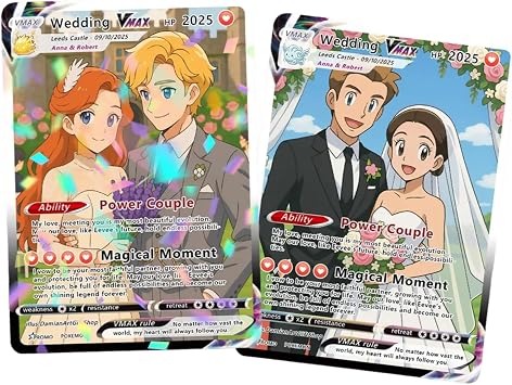 Couple Poke Card Custom with Anime Picture - Personalized Poke Wedding Cards, Perfect Custom Lovers Souvenirs for Him And Her, Waterproof Card, 2.48 x 3.46 Inche