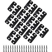 10 Pairs Interlocking Flush Mount Bracket Picture Hanging Hooks Black Stainless Steel Heavy Duty Photo Frame Hook Z Clips Headboard Furniture Connector Wall Mounting Hardware with Screws