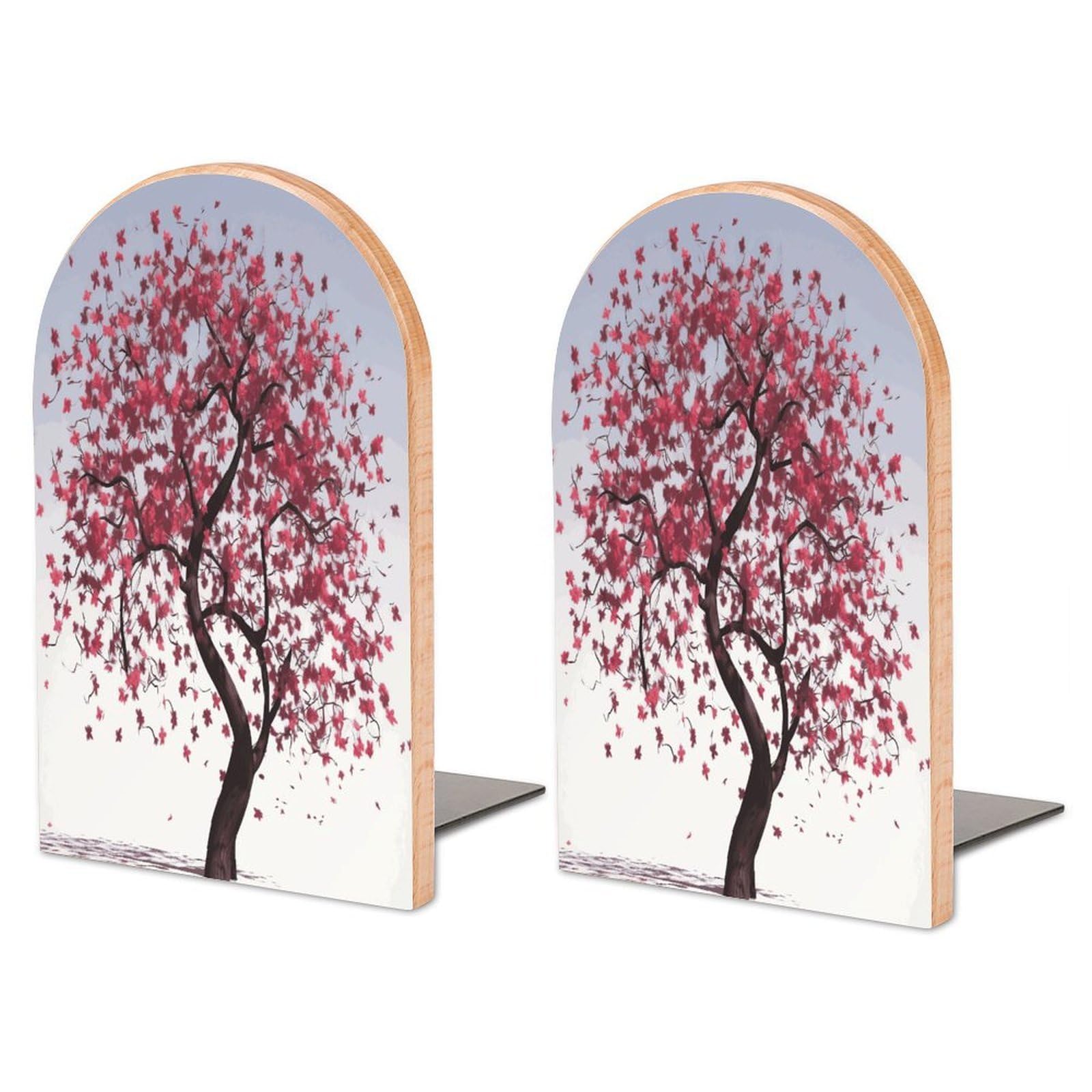 Japanese Cherry Tree Wood Bookend for Shelves 1 Pair