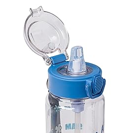 Silver Buffalo Disney Lilo and Stitch Aloha Chillin\' Hydration Tracker Schedule Plastic Water Bottle with Locking Lid and Strap, 33 Ounces