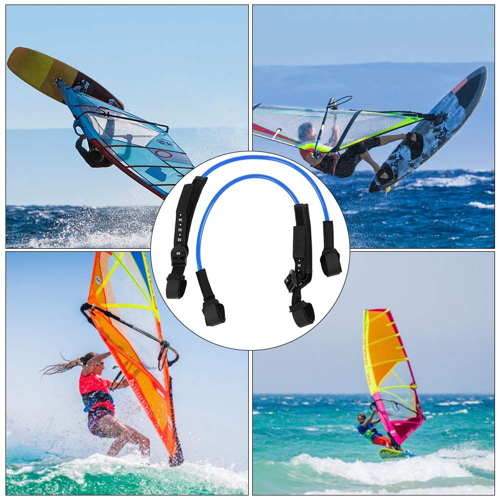 Keenso Windsurf Harness Leash, 2PCS 28-34inch, Black, Ajustable Safety Windsurf Harness Leash, Accesorio de Surf para Tablas de Surf(Azul)