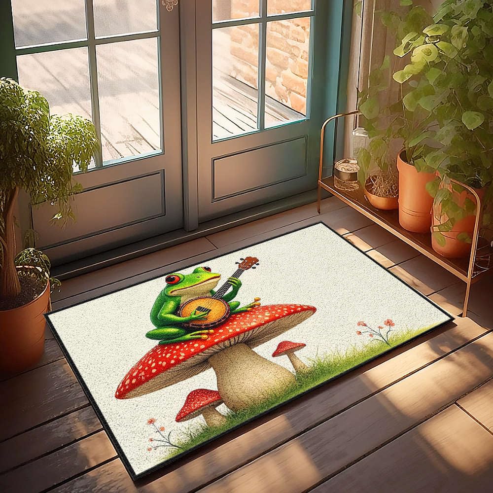 Tapis de porte extérieur grande grenouille décorative pour entrée et bureau