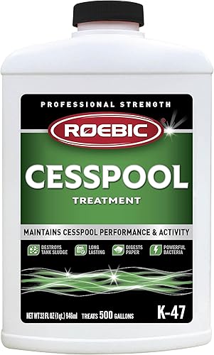 Roebic K-47-Q Tratamiento de pozo ciego evita la obstrucción, acumulación, papel exclusivo para digiere bacterias, destruye lodos, 32 onzas,
