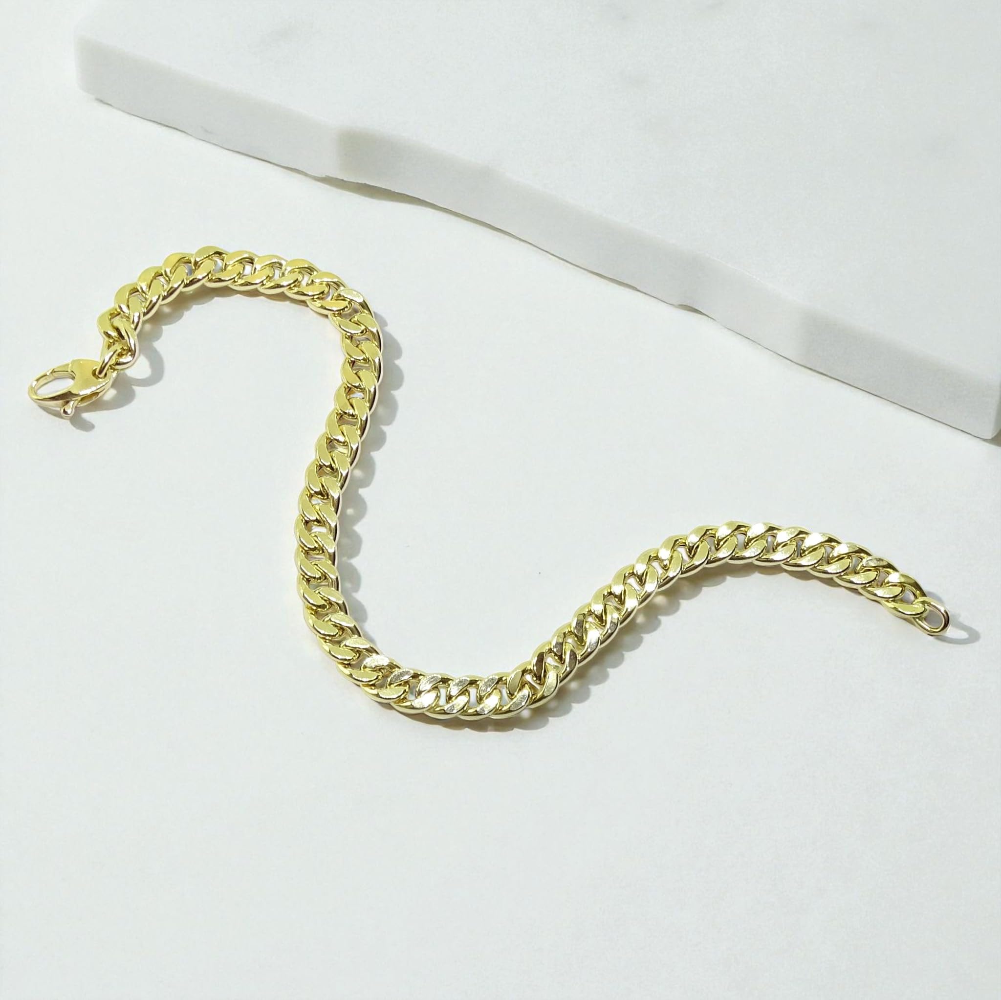 Złoto 18k klasyczna bransoletka łańcuszkowa w stylu kubańskim dla mężczyzn | bransoletka designerska 21.50cm | delikatna biżuteria | 6.00g delikatne złoto | męski dodatek modowy | męski dodatek modowy | prezent na imprezę rocznica ślubu dzień ojca dzień m