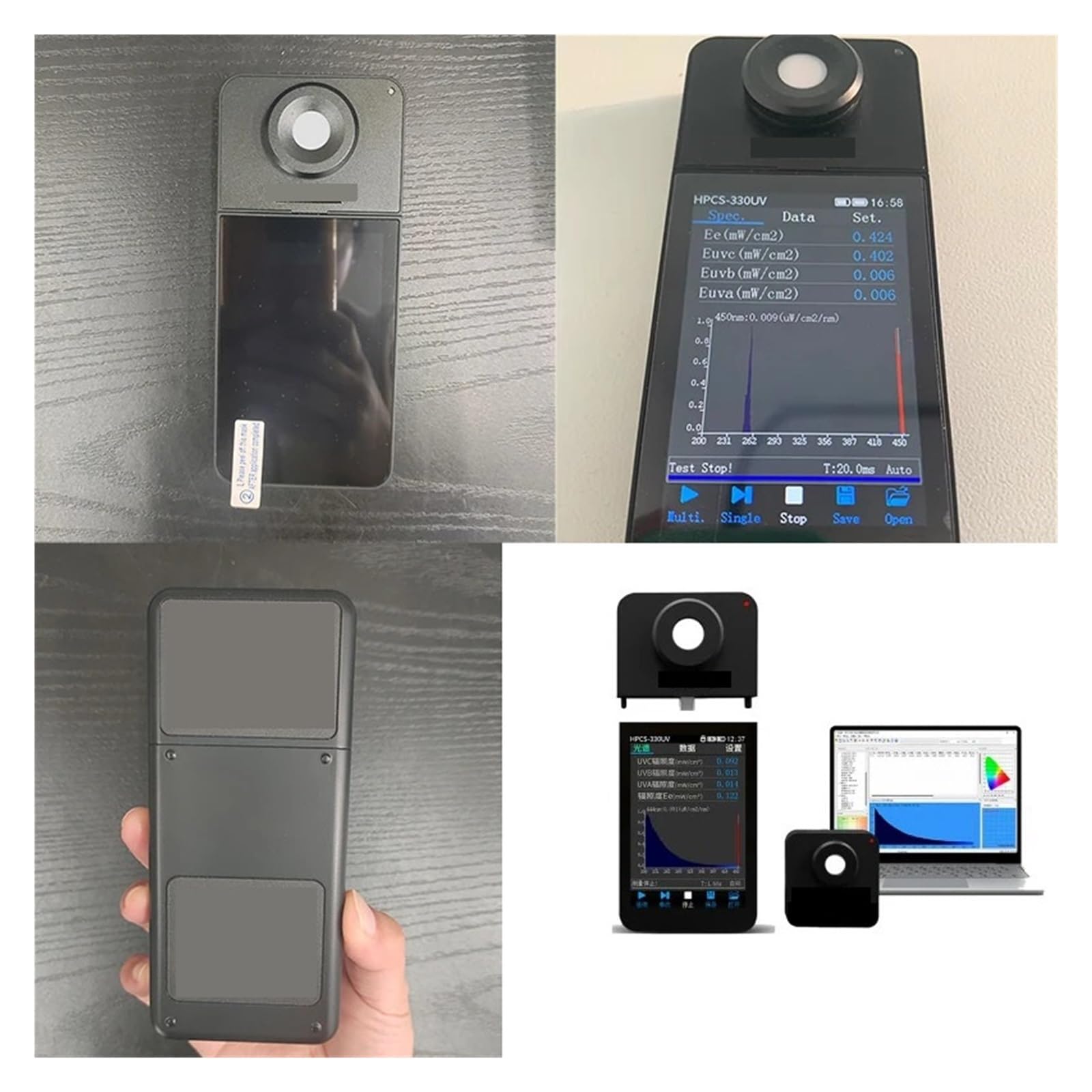 Mthckxjbsuz One Color Spectrometer Portable, Uv Lamp Spectrometer 230Nm-450Nm Light Wavelength Meter