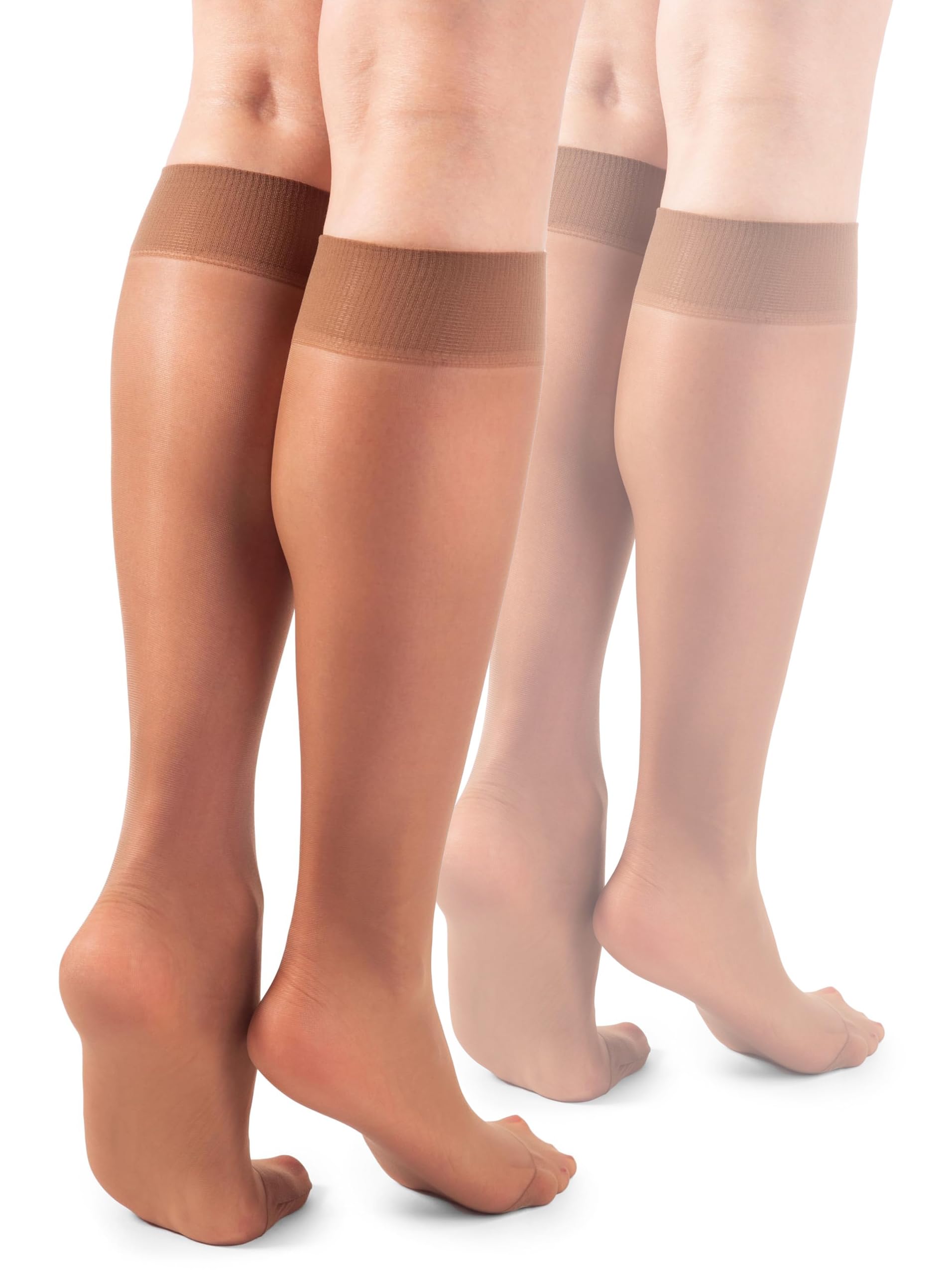 Lores Women's Sahara Basic Knee High Socks 15 Den High Pop Matt Semi-Sheer Tights 2 Pairs Natalie,