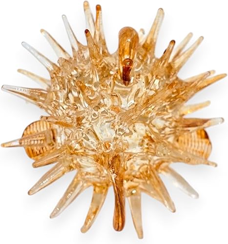 Vista 7 de ChangThai Design Pequeña figura de pez inflado naranja de 2 pulgadas – Miniatura de vidrio soplado a mano pez globo pez hinchado pez globo pez globo