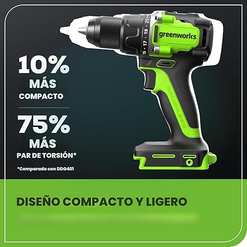 Miniatura 4 de Greenworks Kit combinado de herramientas eléctricas sin escobillas de 24 V, 4 piezas, destornillador de taladro de 12 pulgada de 530 pulgadas,