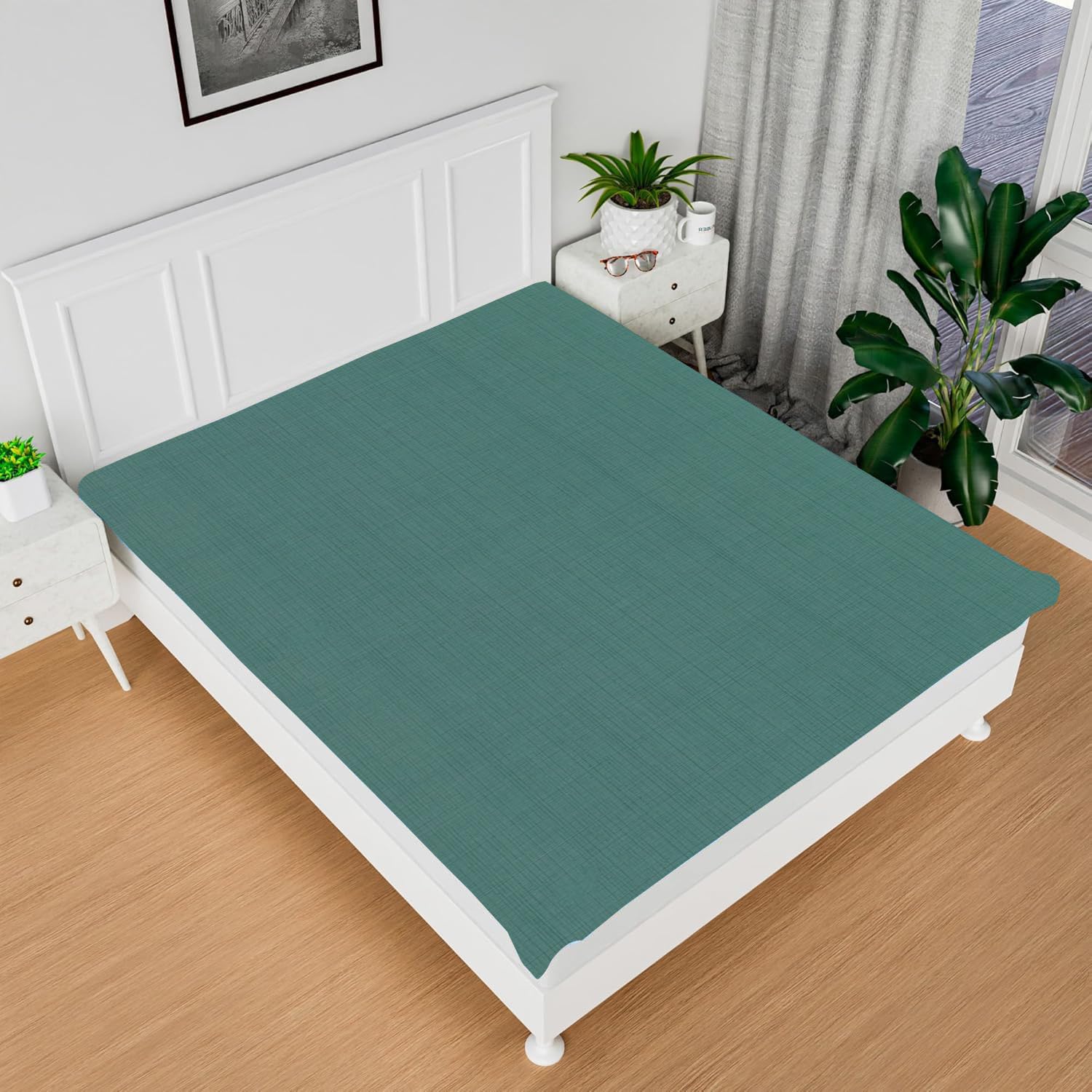 pvc waterproof baby bedsheet | double bed & baby mattress protector | dustproof, anti-pilling & easy clean plastic sheet | for baby & adult beds | 80 x 80 inch pack of 1 (green)
