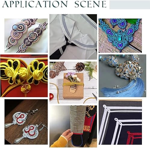 Miniatura 6 de PandaHall - Cordón de hilo metálico dorado de 96 yardas de 0.118 pulgadas (0.118 in), hilo de poliéster plano trenzado, cordón de cordón para