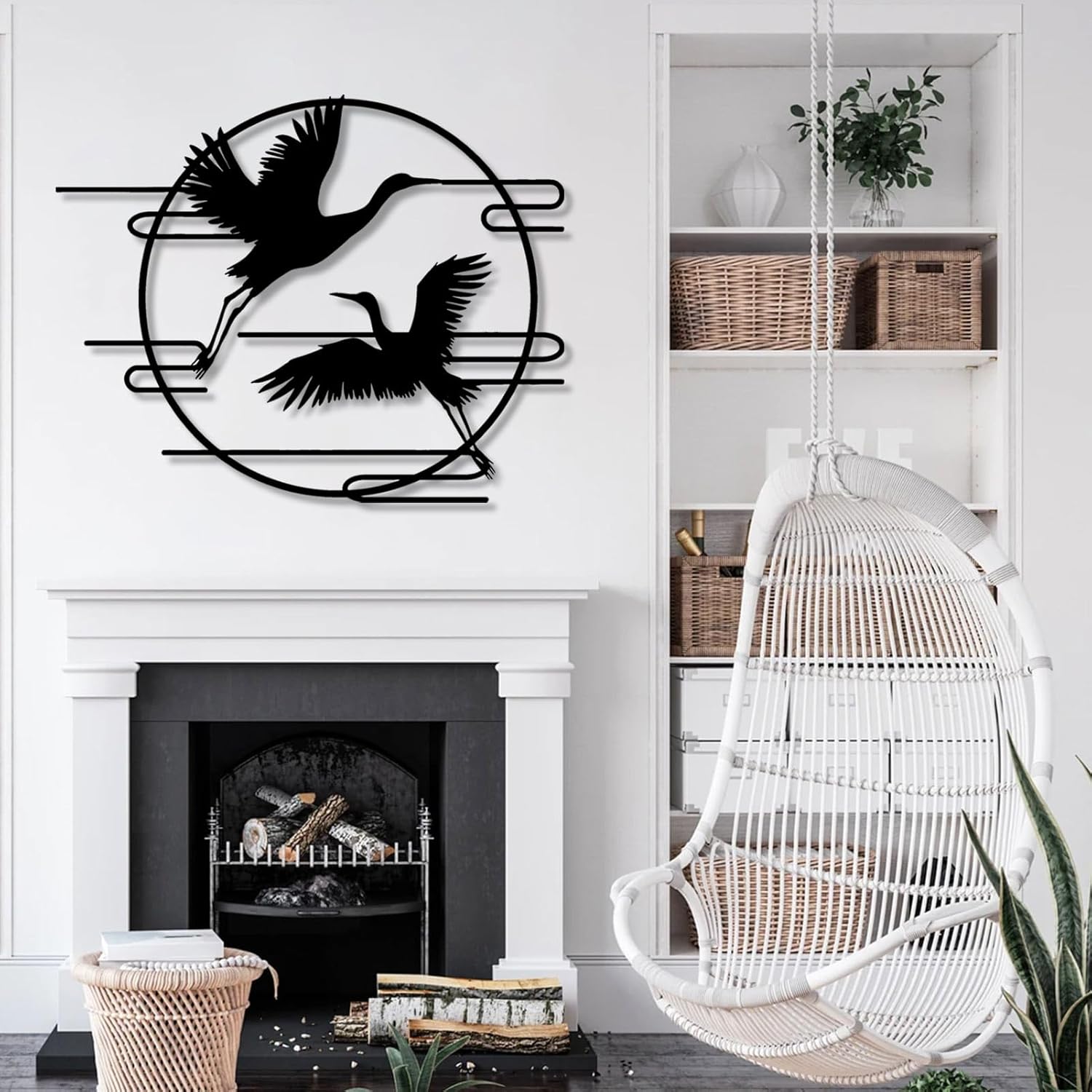 メタルクレーンウォールデコ、メタルバードウォールアート