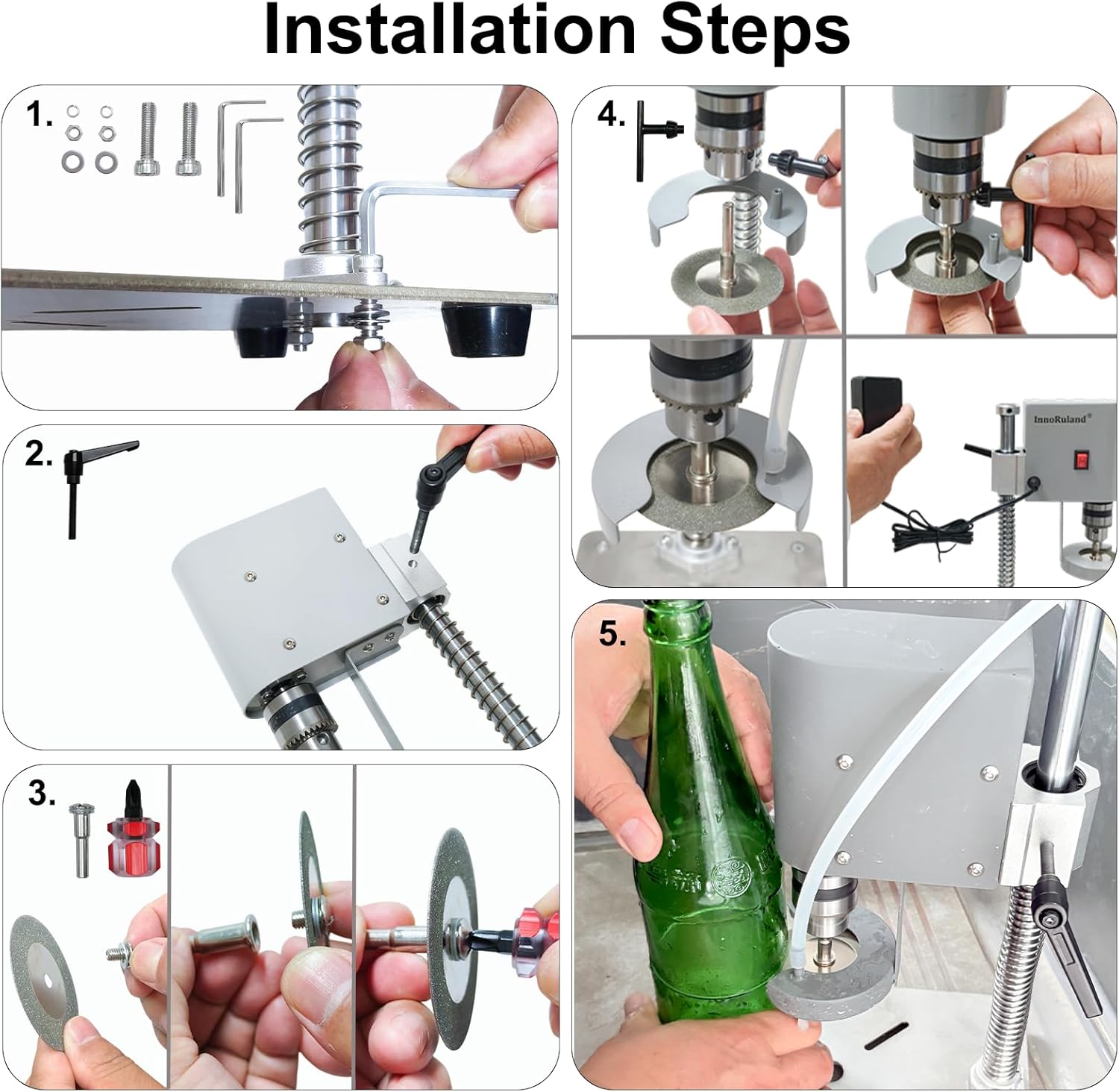 Upright Electric Bottle Cutter, Upgraded Bottle Cutting Tool Kit, DIY Machine for Cutting Wine, Beer, Liquor, Whiskey, Alcohol, Champagne, Bottle Cutter for Round and suqare or Special-Shape Bottle