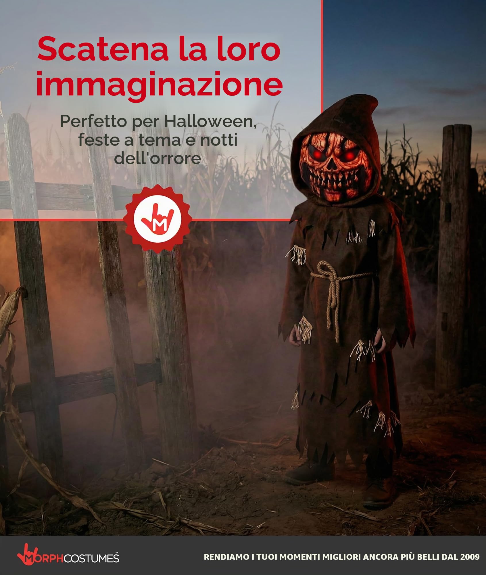 Morph Costume Spaventapasseri Bambino, Costume Halloween Bambino