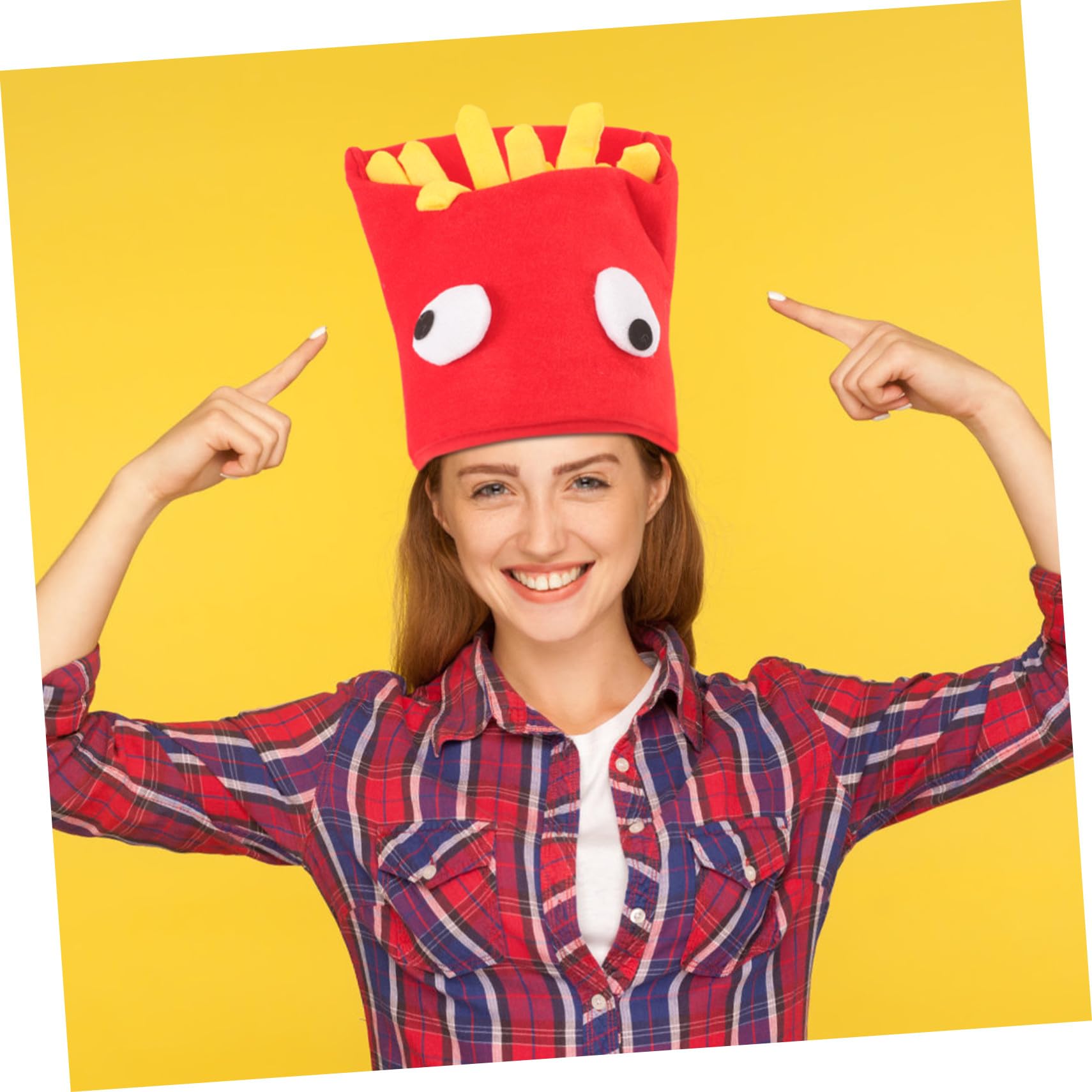 DOITOOL Sombrero especial de Halloween con forma de papas fritas, accesorio de disfraz de fiesta, divertido gorro novedoso para adultos y cómodo gorro de fiesta loco para bailes de máscaras