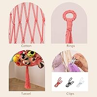 Vista 6 de Red novedosa para animales de peluche o hamaca de macramé para exhibir juguetes de felpa - 6.5 pies de altura - ¡Solo un gancho! Conveniente