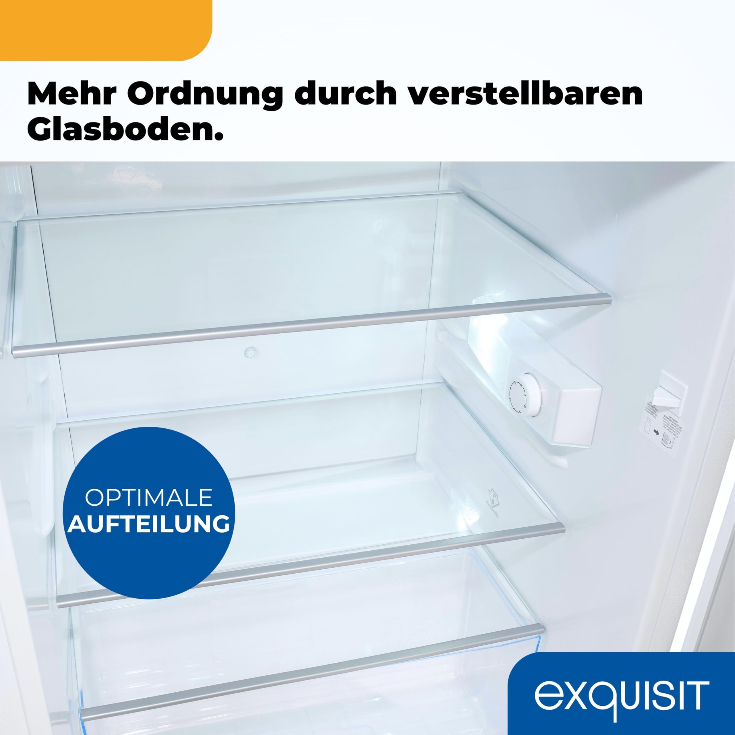 Exquisit KS16-V-H-010C Kühlschrank, 133 Liter Vollraumkühlschrank, Weiß | Energieklasse C, 37 dB leise, 3 Glasablagen, LED-Licht, wechselbarer Türanschlag, Standkühlschrank für Singles