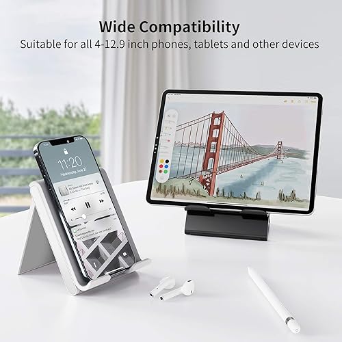 Miniatura 5 de SAIJI Soporte ajustable para tableta, portátil, plegable, para escritorio, compatible con iPad, iPhone, Nintendo Switch, Samsung Galaxy y tabletas
