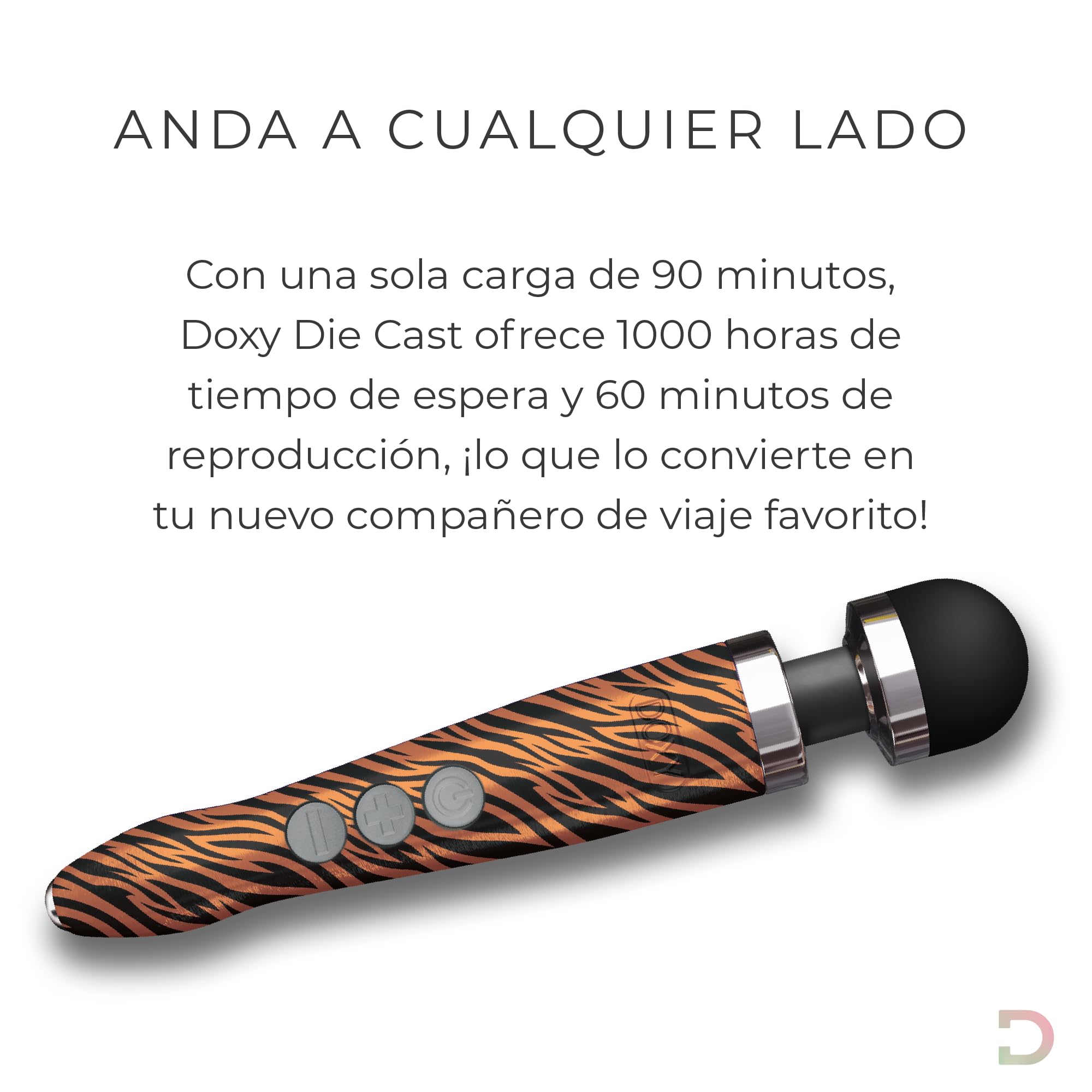 Doxy Vibrator Die Cast 3R Vibratore a Bacchetta per Donne; Vibratore da Viaggio e Massaggiatore per Donne - Tigre