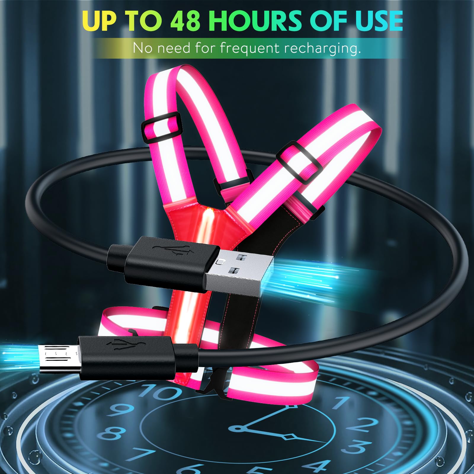 Topnaca Gilet LED de Cyclisme USB Rechargeable avec 48 Lumières LED