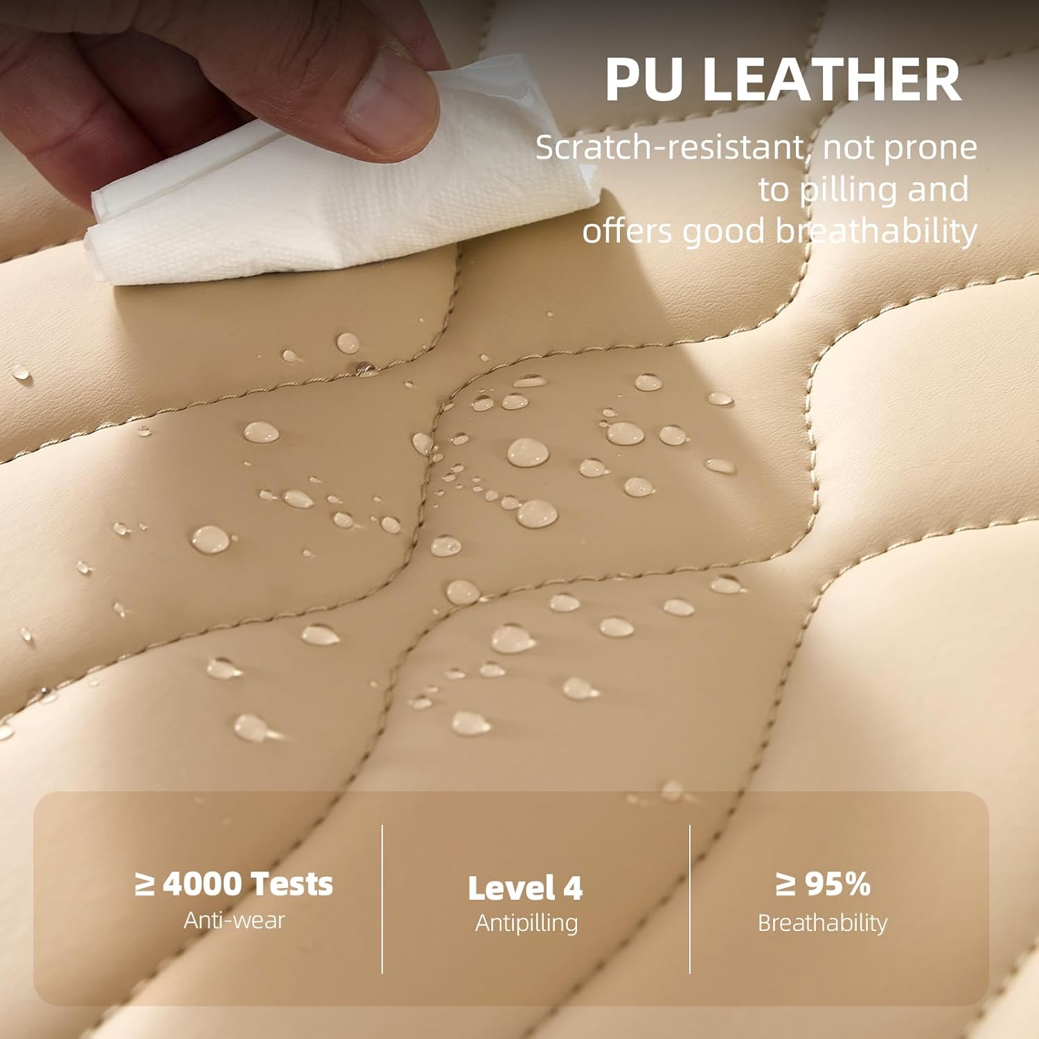 Set of 4 Modern Bar Stools, Adjustable Swivel Counter Height Kitchen Bar Stools with Backrest, Faux Leather Padded Seats, Kitchen Island Chairs for Breakfast Bar, Khaki