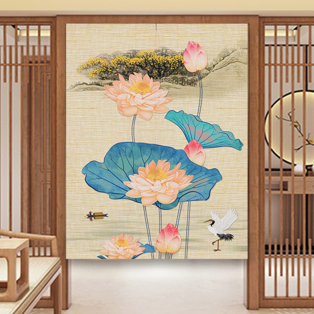 暖簾 ハンドメイド Amazon｜のれん カラフル A80*90 植物柄 ボタニカル 中華風 レトロ 花