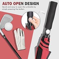 NINEMAX Golf Esernyő Nagy Méretű Viharálló 157cm Dupla Rétegű Szélálló Fekete-Piros Férfi Női Sportesernyő 5