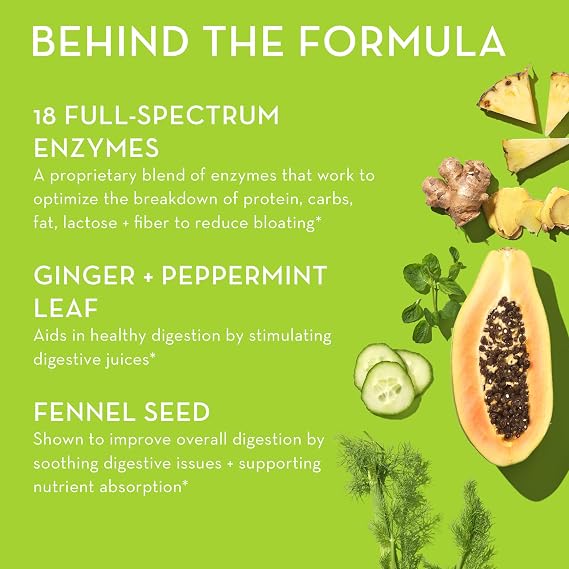 مجموعة HUM Green Detox مع إنزيمات Flatter Me الهضمية، ومكملات التنظيف اليومية لحب الشباب، وعصير الكرفس المصنوع من الألياف مع الكلوروفيل، ومجموعة صحية من 3 خطوات، تدعم صحة الجهاز الهضمي والأمعاء